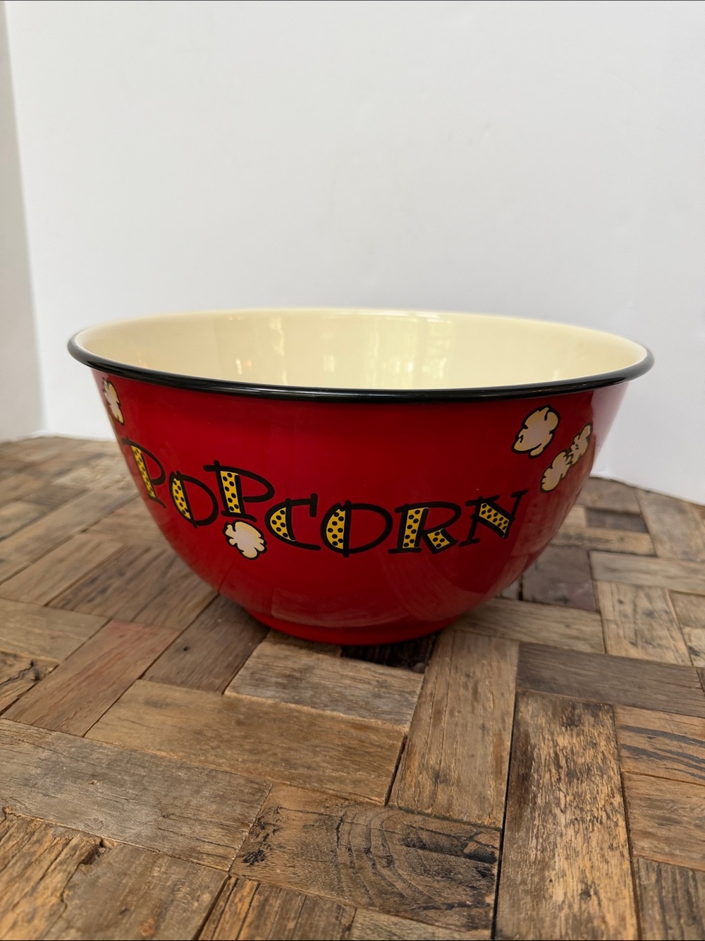 Retro 2010 Crow Canyon Home Enamelware Popcorn Serving Bowl